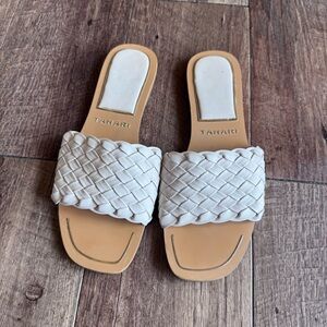 Tahari Women's Cream White Woven Slide Sandals size 8